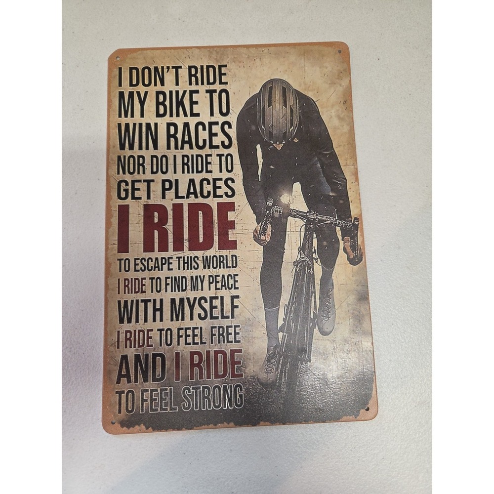 Bike Riding Rustic-looking Metal Sign 8x12